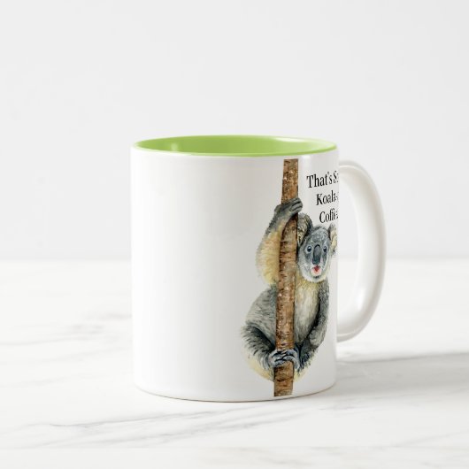 Cute Funny Koala Beer Animal Pun Tweekleurige Koffiemok (Voorkant rechts)