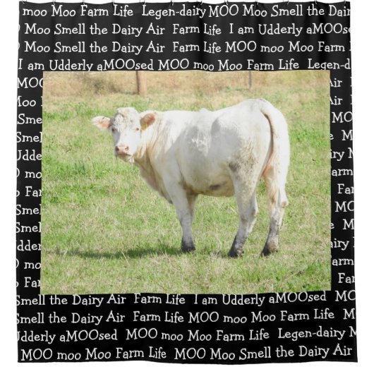Cute Funny Koe Close Up Photo Shower Curtain Douchegordijn (Voorkant)