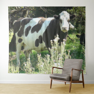 Cute Funny Koe Midwest Farming Wall Tapestry Wandkleed