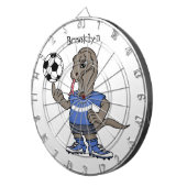 Cute funny Komodo dragon playing soccer cartoon Dartbord (Voorkant Rechts)