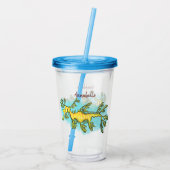 Cute funny leafy sea draak cartoon illustratie acryl drinkbeker (Achterkant)