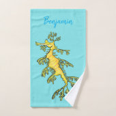 Cute funny leafy sea draak cartoon illustratie bad handdoek (Handdoek)