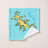 Cute funny leafy sea draak cartoon illustratie bad handdoek (Wasdoekje)