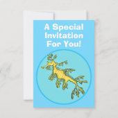 Cute funny leafy sea draak cartoon illustratie kaart (Achterkant)