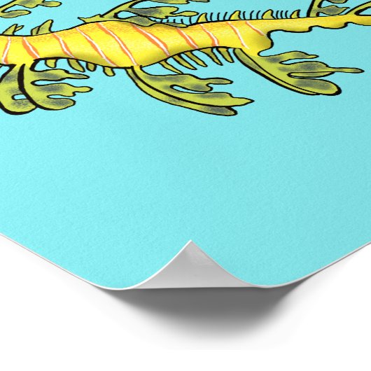 Cute funny leafy sea draak cartoon illustratie poster (Hoek)