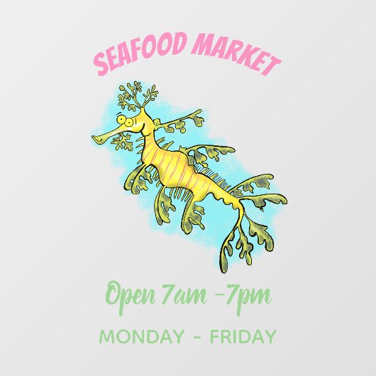 Cute funny leafy sea draak cartoon illustratie raamsticker (Vel)