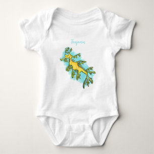 Cute funny leafy sea draak cartoon illustratie romper