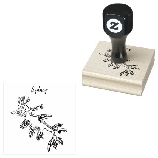 Cute funny leafy sea draak cartoon illustratie rubberstempel (Gestempeld)