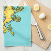 Cute funny leafy sea draak cartoon illustratie theedoek (Quarter Fold)