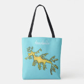 Cute funny leafy sea draak cartoon illustratie tote bag (Achterkant)