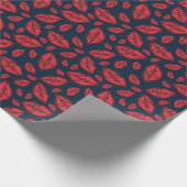 Cute Funny Lips Pattern Blue Cadeaupapier (Hoek)