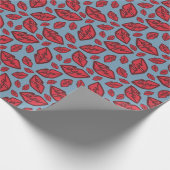 Cute Funny Lips Pattern Blue Cadeaupapier (Hoek)