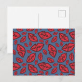 Cute Funny Lips Pattern Dark Background Briefkaart (Voorkant / Achterkant)