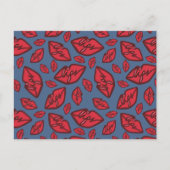 Cute Funny Lips Pattern Dark Background Briefkaart (Voorkant)