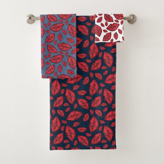Cute Funny Lips Pattern Gemengd Bad Handdoek (Insitu)