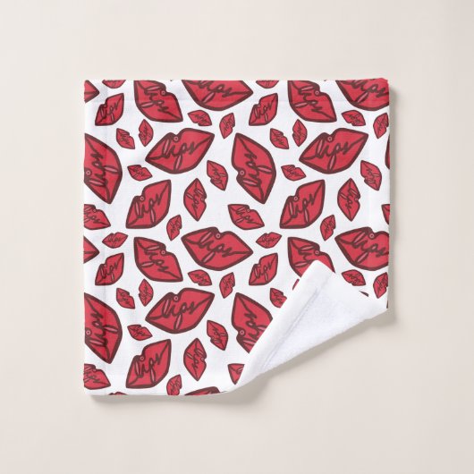 Cute Funny Lips Pattern Gemengd Bad Handdoek (Wasdoekje)
