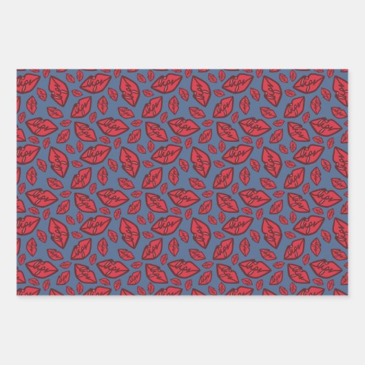 Cute Funny Lips Pattern Inpakpapier Vel (Voorkant 3)