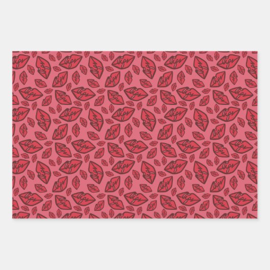Cute Funny Lips Pattern Inpakpapier Vel (Voorkant 2)