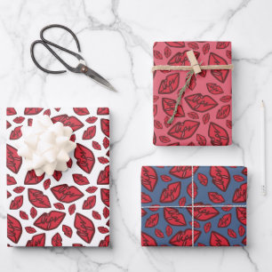 Cute Funny Lips Pattern Inpakpapier Vel