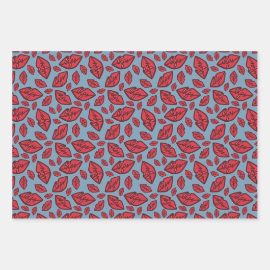 Cute Funny Lips Pattern Mix Inpakpapier Vel (Voorkant 3)