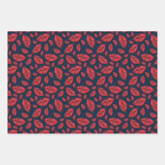 Cute Funny Lips Pattern Mix Inpakpapier Vel (Voorkant 2)