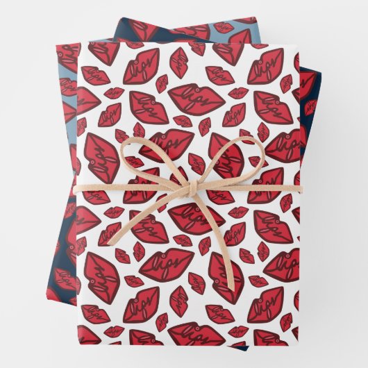 Cute Funny Lips Pattern Mix Inpakpapier Vel (In situ)