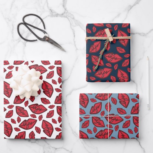 Cute Funny Lips Pattern Mix Inpakpapier Vel (Voorkant)