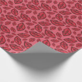 Cute Funny Lips Pattern Roze Cadeaupapier (Hoek)