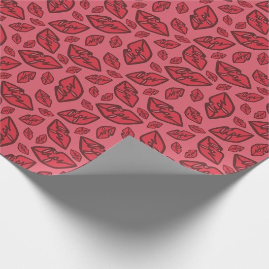 Cute Funny Lips Pattern Roze Cadeaupapier (Hoek)