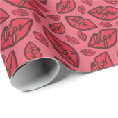 Cute Funny Lips Pattern Roze Cadeaupapier (Rol Hoek)