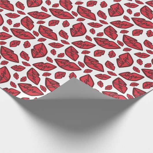 Cute Funny Lips Pattern White Cadeaupapier (Hoek)