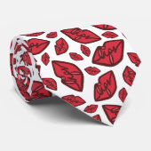 Cute Funny Lips Pattern White Stropdas (Opgerold)