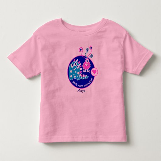 Cute Funny Little Pink Girl Monsters Kinder Shirts (Voorkant)