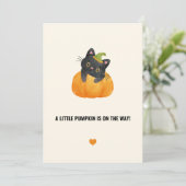 Cute Funny Little Pumpkin on Way Black Cat Kaart (Staand voorkant)