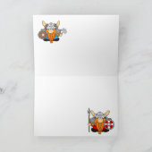 Cute Funny Little Viking Warrior met Runes Feestdagen Kaart (Binnen)