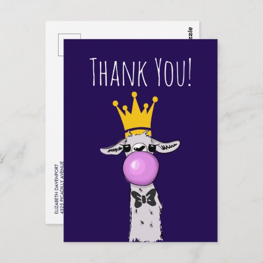 Cute Funny Llama Illustratie Dank u Briefkaart (Voorkant / Achterkant)