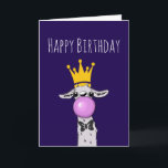 Cute Funny Llama Illustration Birthday Kaart<br><div class="desc">Een verjaardagskaart met een grillige lama die een roze bel blaast terwijl ze kauwgom kauwt. Het dragen van een gouden kroon en een zwarte strik stropdas. Deze schattige lama is alleen zichtbaar vanaf de nek omhoog. Heeft een cartoonistisch lange nek.</div>