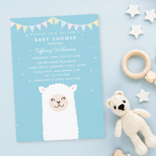 Cute Funny Llama Momma Fiesta Baby Boy Shower Kaart