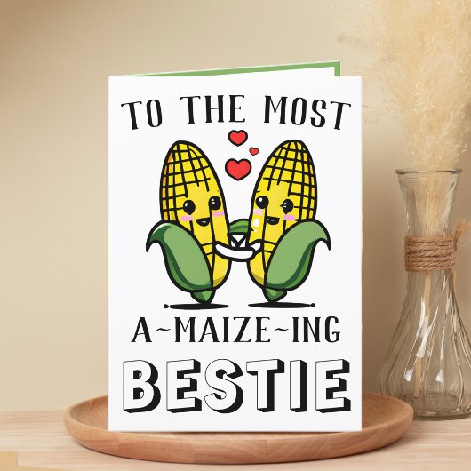 Cute Funny Maize Corn Pun Best Friend Birthday Bedankkaart