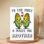 Cute Funny Maize Corn Pun Brother Happy Birthday Bedankkaart<br><div class="desc">Op zoek naar een unieke manier om je liefde en humor uit te drukken naar je broer? Ons grappige maïs/maïssnoer wenskaart is de perfecte keuze voor een zusje op zijn verjaardag! Pas het aan door uw eigen persoonlijk bericht toe te voegen.</div>
