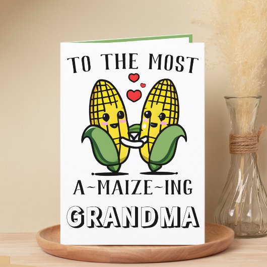 Cute Funny Maize Corn Pun Grandma Moederdag Bedankkaart