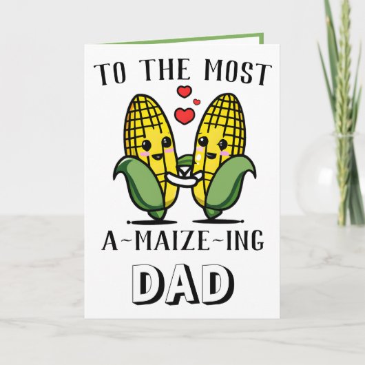 Cute Funny Maize Corn Pun Happy Vaderdag Bedankkaart (Voorkant)