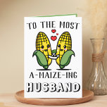 Cute Funny Maize Corn Pun Husband Jubileum Bedankkaart<br><div class="desc">Op zoek naar een unieke manier om je liefde en humor uit te drukken? Ons grappige maïs/maïssnoer wenskaart is de perfecte keuze voor je trouwdag! Pas het aan door uw eigen persoonlijk bericht toe te voegen.</div>