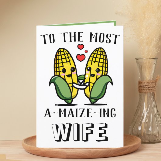 Cute Funny Maize Corn Pun Wife Happy Jubileum Bedankkaart