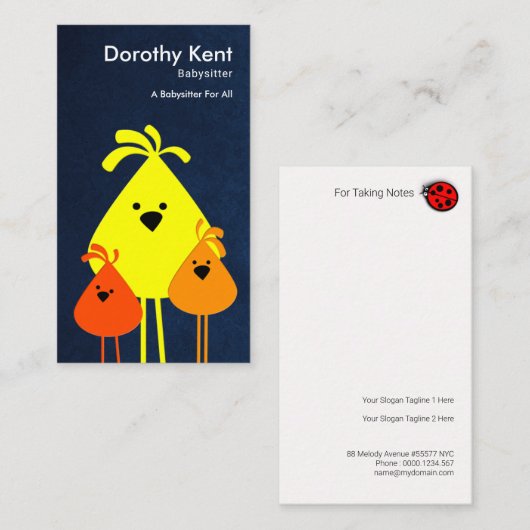 Cute Funny Mama Bird Babysitende Chicken Visitekaartje (Voorkant / Achterkant)