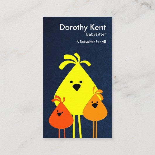 Cute Funny Mama Bird Babysitende Chicken Visitekaartje (Voorkant)