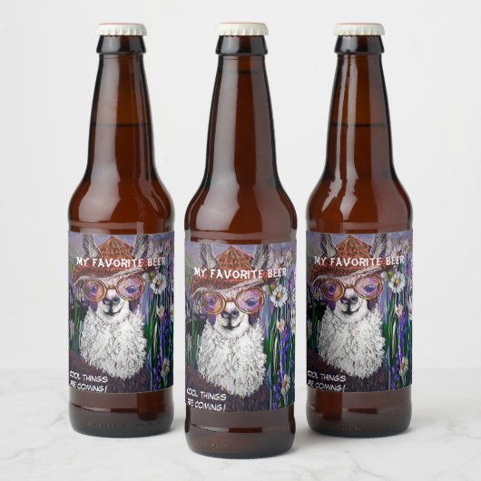 Cute Funny Mama Llama houdt je kool Bier Etiket (Flessen)