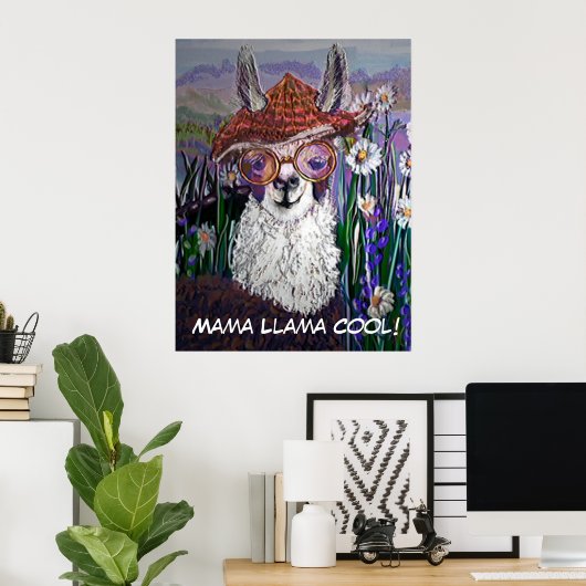 Cute Funny Mama Llama houdt je kool Poster (Thuiskantoor)