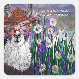 Cute Funny Mama Llama houdt je kool Vierkante Sticker