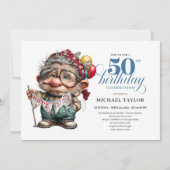 Cute Funny Man 50th Birthday Cartoon Humor Style Kaart (Voorkant)